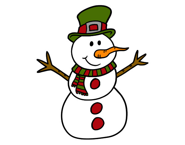 Dibujo Muñeco de nieve con sombrero pintado por cobrejenny