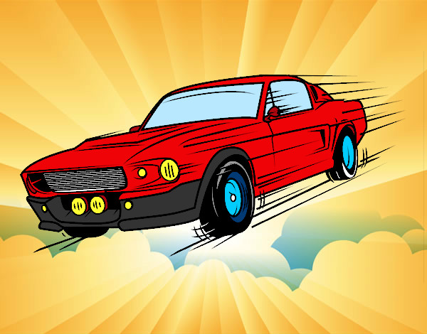 Dibujo Mustang retro pintado por AlamLopez