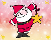 Dibujo Papá Noel con una estrella pintado por lourdes9