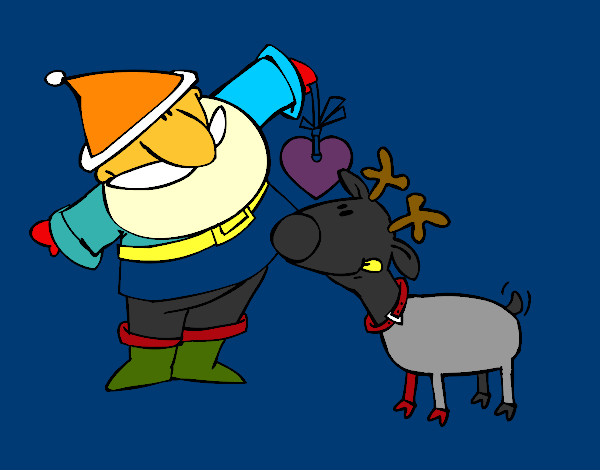 Dibujo Papá Noel y Rudolf pintado por wiwichris