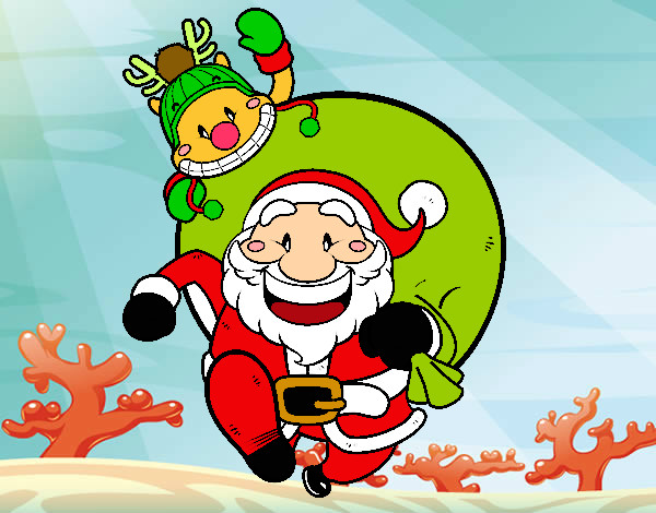 Dibujo Papá Noel y Rudolph pintado por leidy10