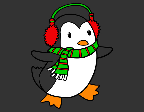 Dibujo Pingüino con bufanda pintado por lauriskath