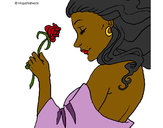 Dibujo Princesa con una rosa pintado por manitas478