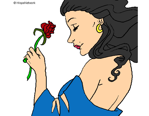 Dibujo Princesa con una rosa pintado por sylvi