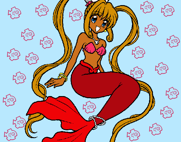 Dibujo Sirena con perlas pintado por sylvi