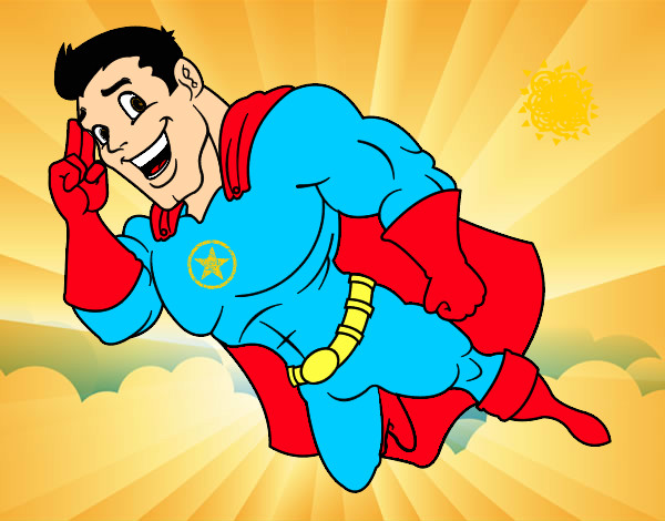 Dibujo Superhéroe volando pintado por miranda3