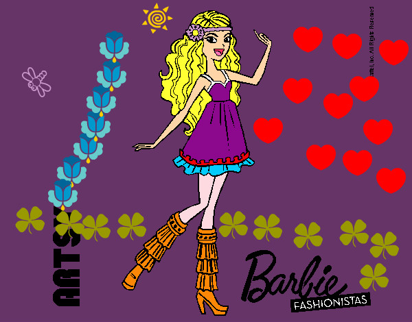 Dibujo Barbie Fashionista 1 pintado por espejo111