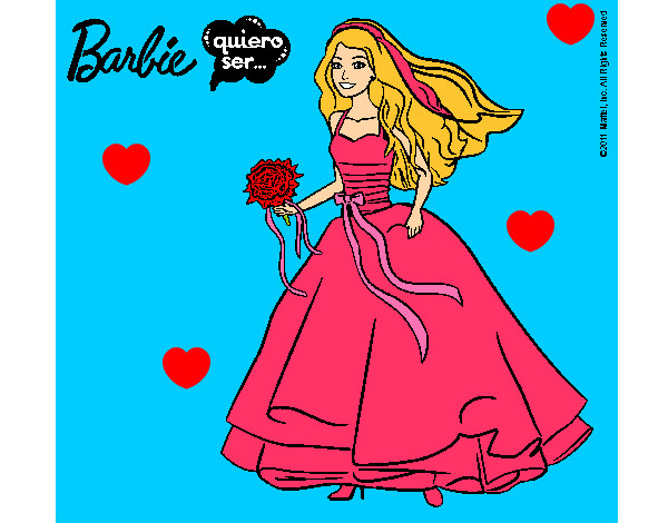 Dibujo Barbie vestida de novia pintado por ingi12