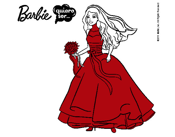 Dibujo Barbie vestida de novia pintado por moncefd