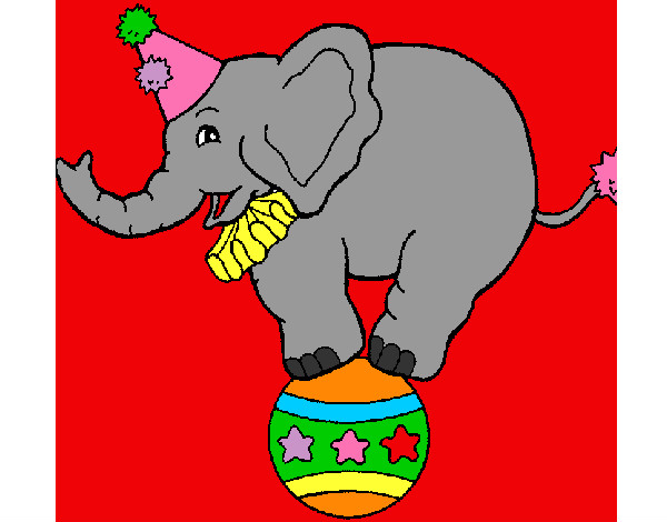 Dibujo Elefante encima de una pelota pintado por ALEPRONDA