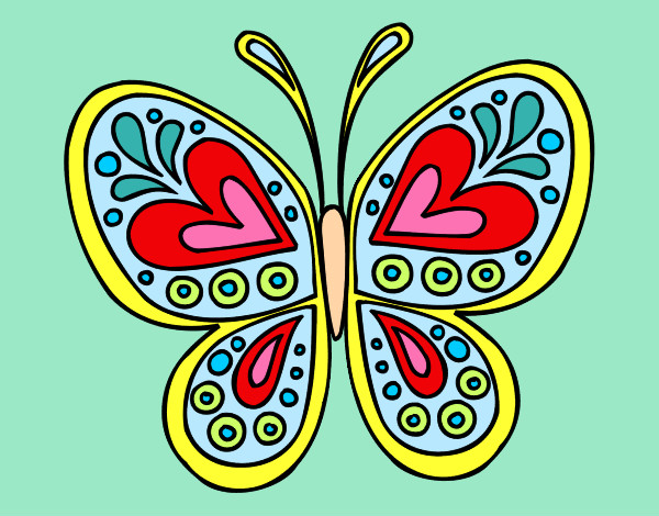 Dibujo Mandala mariposa pintado por sorahikari