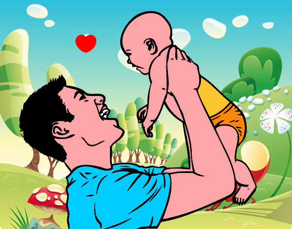 Dibujo Padre y bebé pintado por Fausti