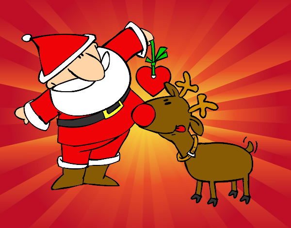 Dibujo Papá Noel y Rudolf pintado por Luigi742