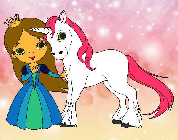 Dibujo Princesa y unicornio pintado por tuchoca