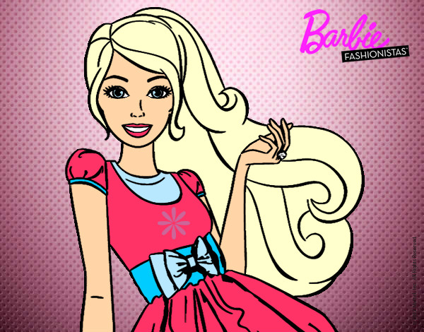 Dibujo Barbie con su vestido con lazo pintado por Cristy25