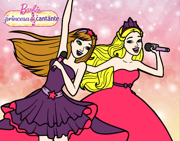 Dibujo Barbie y la princesa cantando pintado por marisol999