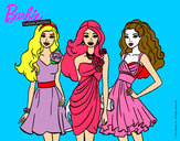 Dibujo Barbie y sus amigas vestidas de fiesta pintado por cuite
