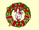 Dibujo Corona navideña y conejito pintado por queyla