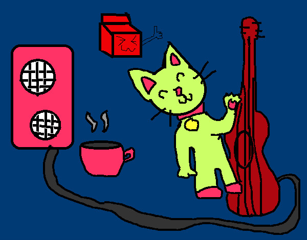 Dibujo Gato rockero pintado por titi2508