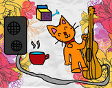 Dibujo Gato rockero pintado por AlonsoF