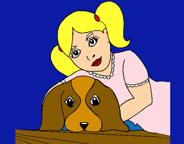 Dibujo Niña abrazando a su perro pintado por Argicam