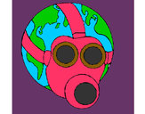Dibujo Tierra con máscara de gas pintado por zoe10am