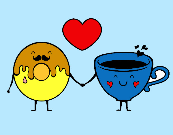 Dibujo Amor entre dónut y té pintado por anuska1968
