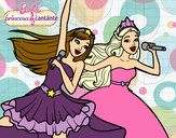 Dibujo Barbie y la princesa cantando pintado por mairta 