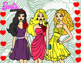 Dibujo Barbie y sus amigas vestidas de fiesta pintado por linda01