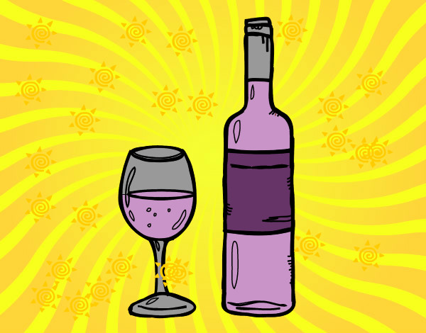 Dibujo Botella de vino y copa pintado por yaresi