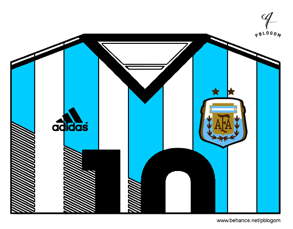 Dibujo Camiseta del mundial de fútbol 2014 de Argentina pintado por luzy