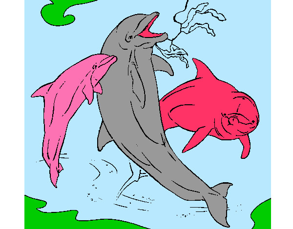 Dibujo Delfines jugando pintado por javimach