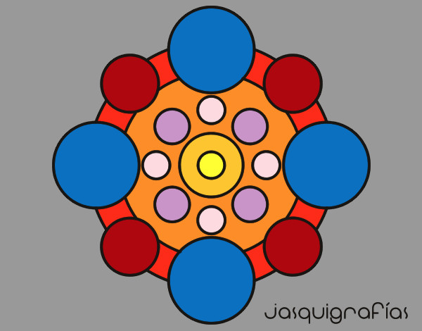 Dibujo Mandala con redondas pintado por anasam