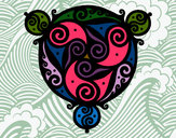 Dibujo Mandala con tres puntas pintado por timmupbii2