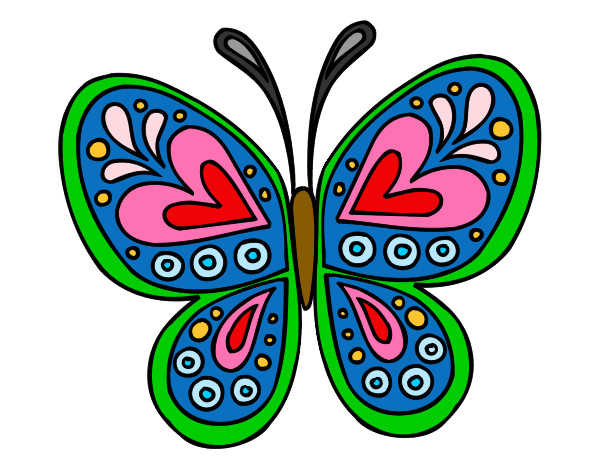 Dibujo Mandala mariposa pintado por anasam