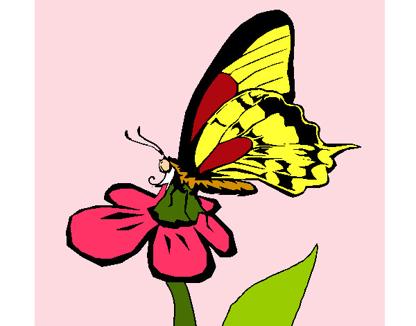 Dibujo Mariposa en una flor pintado por marykartes