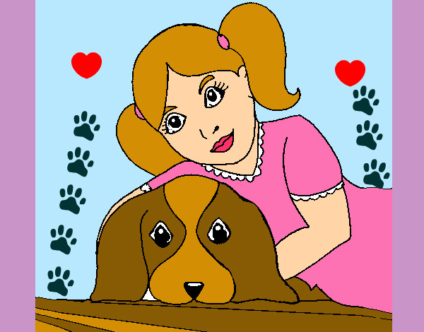 Dibujo Niña abrazando a su perro pintado por jenifferl