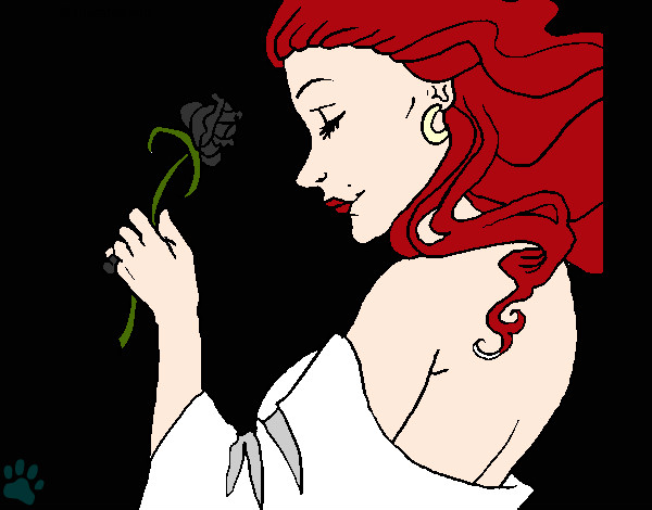 Dibujo Princesa con una rosa pintado por Angiewe