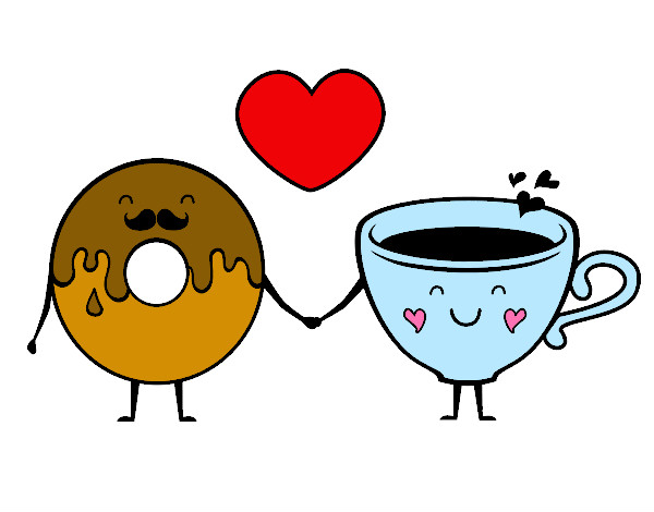 Dibujo Amor entre dónut y té pintado por JessicaMJM