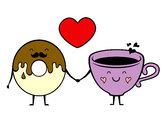 Dibujo Amor entre dónut y té pintado por Zairet