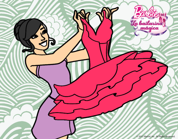 Dibujo Barbie y su vestido de ballet pintado por linda01