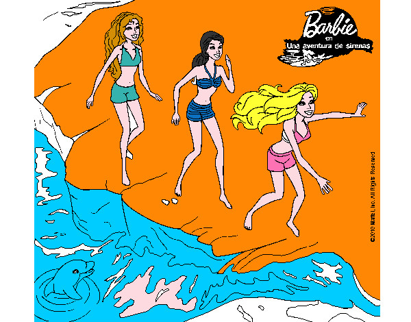 Dibujo Barbie y sus amigas en la playa pintado por karlanet
