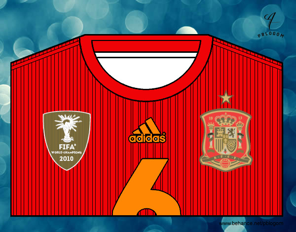 Dibujo Camiseta del mundial de fútbol 2014 de España pintado por ismaelcs