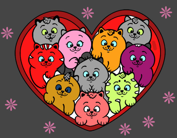 Corazón de gatitos