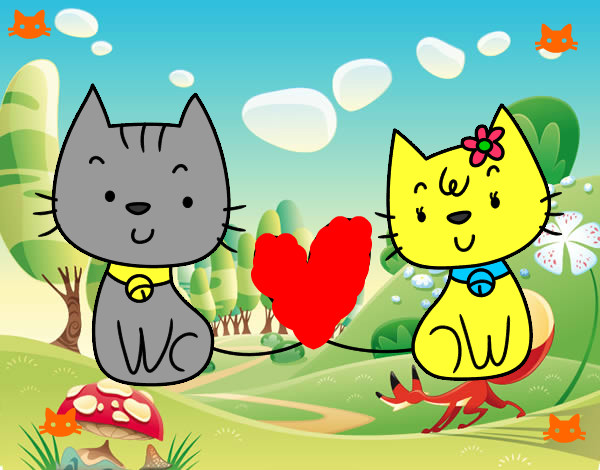Dibujo Gatos enamorados pintado por JessicaMJM