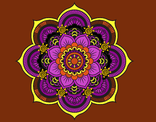 Dibujo Mandala flor oriental pintado por blanca