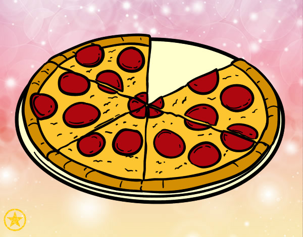 Dibujo Pizza de pepperoni pintado por DJgohan