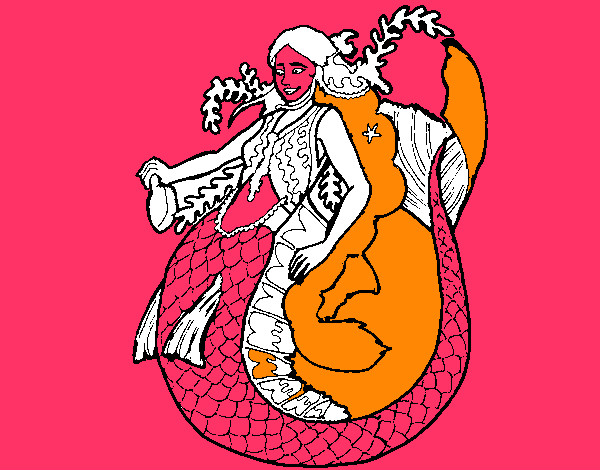 Dibujo Sirena con larga melena pintado por marcelator