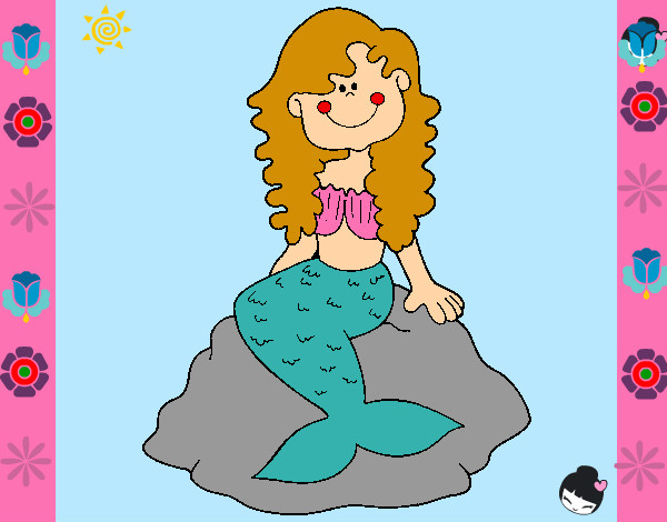 Dibujo Sirena sentada en una roca pintado por Aleja-Gaby
