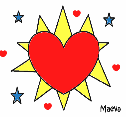 Dibujo Sol en forma de corazón pintado por piaveliz